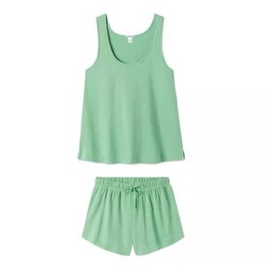 LAKE Pointelle Pajama Short Set in Grass Green